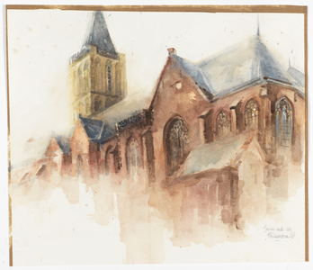 33125 Gezicht op de Jacobikerk (Jacobskerkhof) te Utrecht, uit het zuidwesten.01-01-1988-31-12-1988